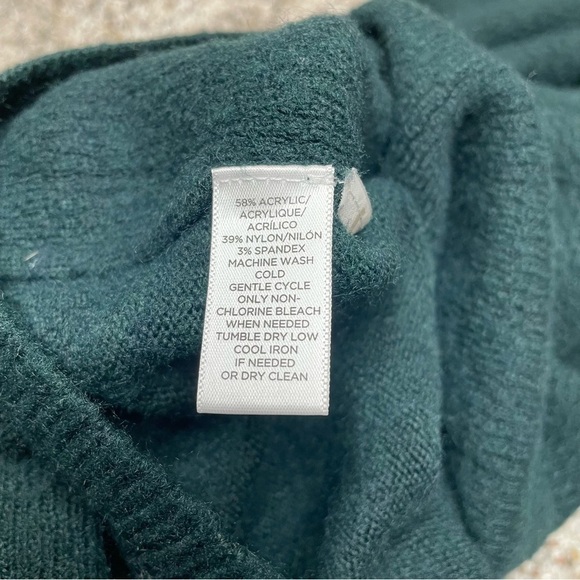 Loft Green Wide Sleeve Round Neck Knit Sweater Medium - Picture 6 of 8